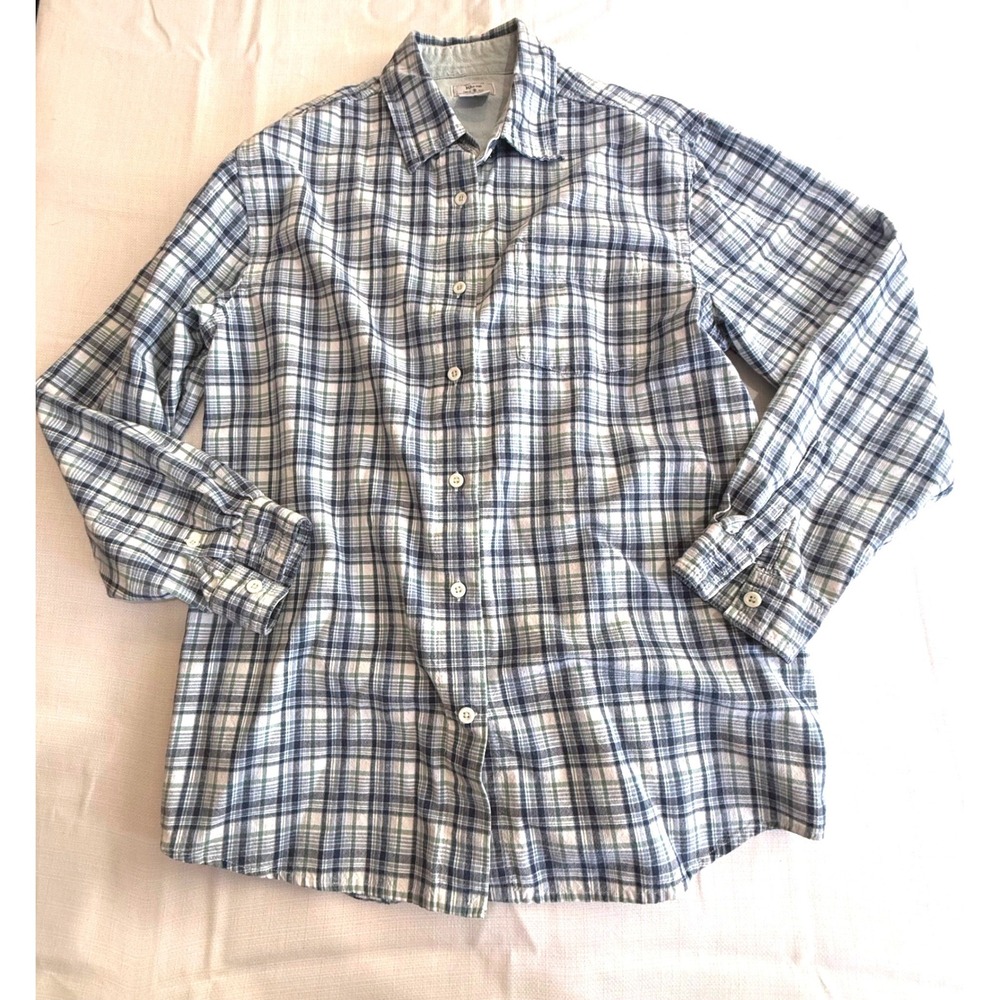 Kikomo Plaid Long Sleeve Button Up‎ Shirt Men's Size Large Casual Blue Green